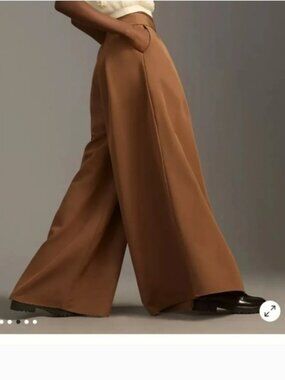 NEW Anthropologie Petra Christine Pants Brown Wide Leg Trousers Size Large NWT
